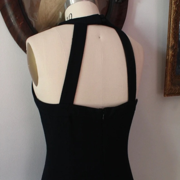 1980's Evan-Picone Black Wool Crepe Dress With Side Slit - Picture 3 of 7